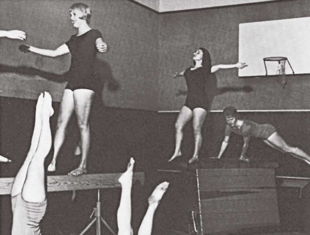 Gymnasts practicing